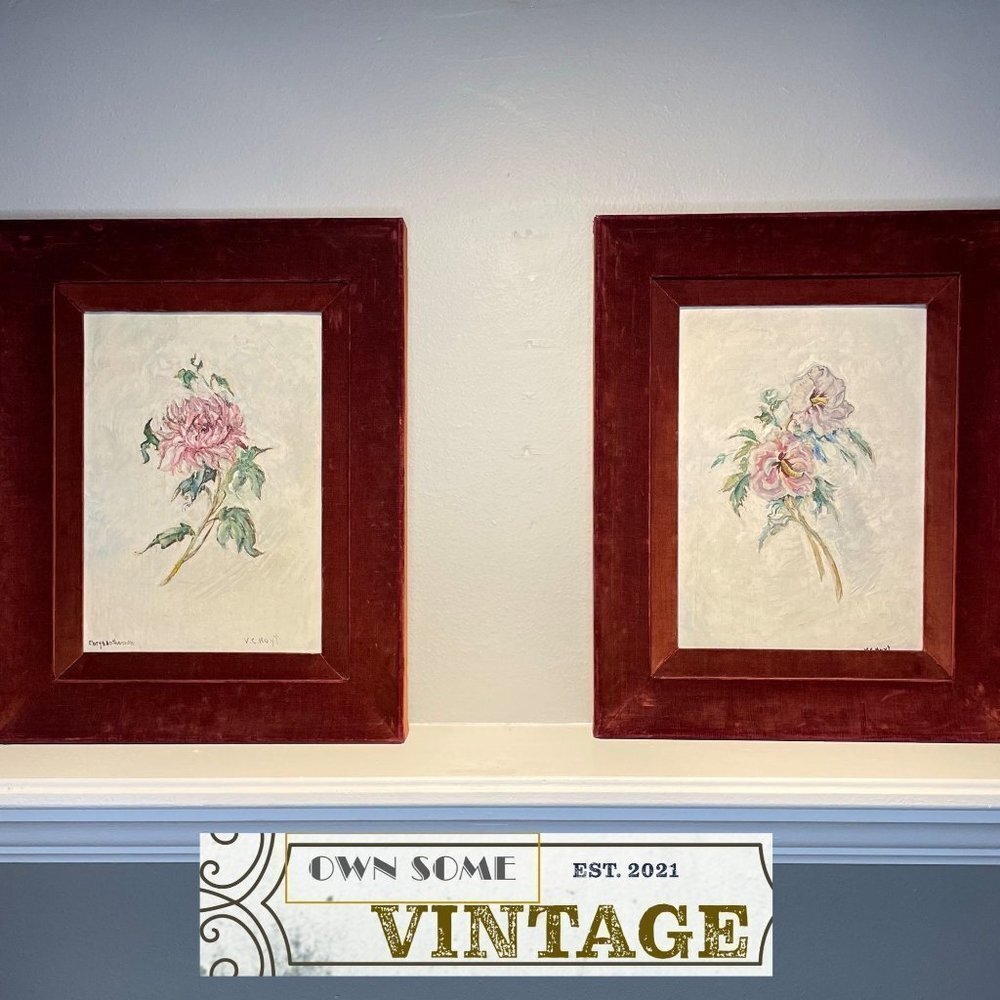 ANTIQUE Fine Art Original Oil Painting Signed by V.C. Hoyt in Antique Velvet Fra - Picture 9 of 9